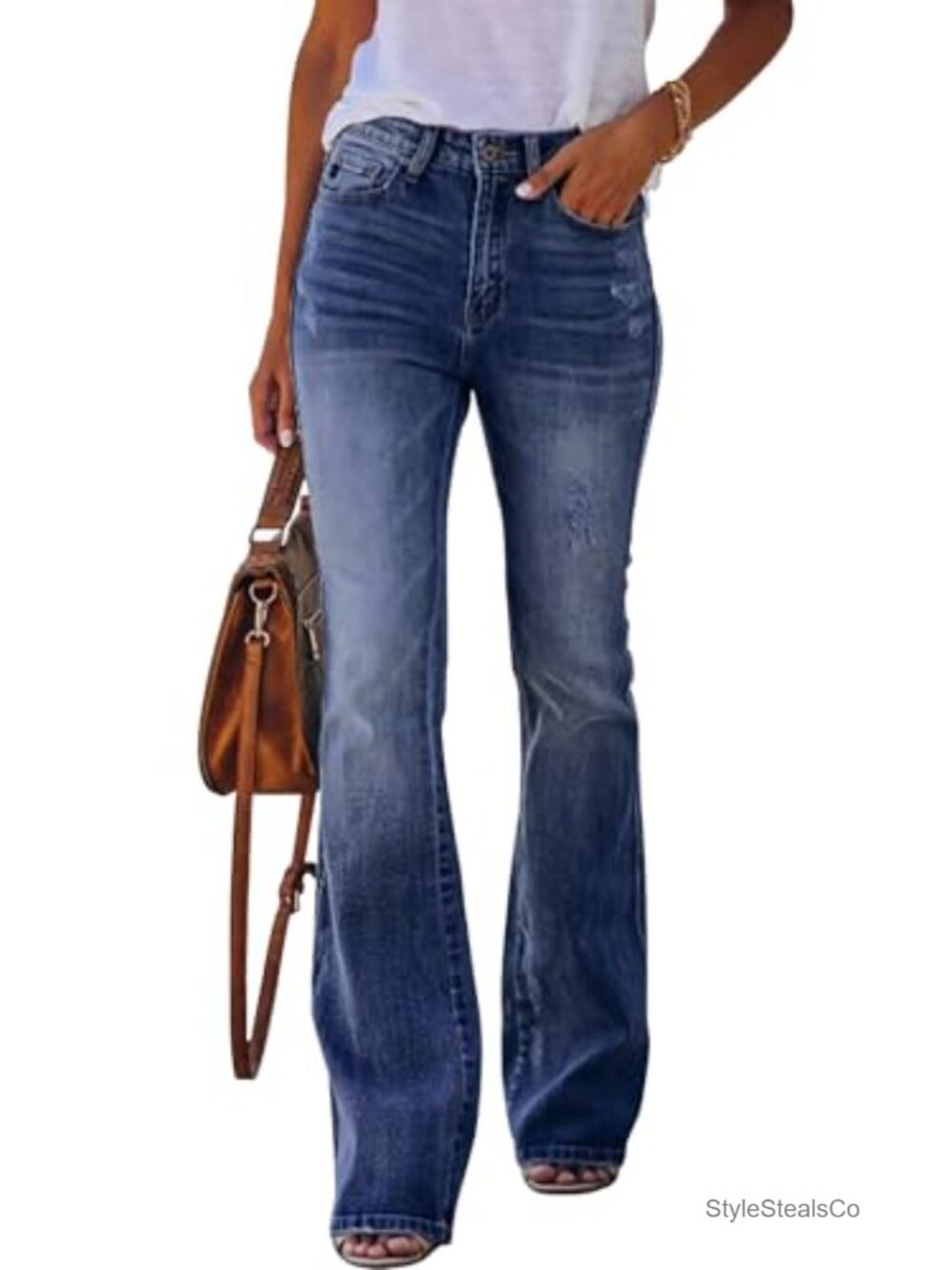 Women's High Waisted Flare Bell Bottom Wide Leg Bootcut Stretchy Denim Jeans